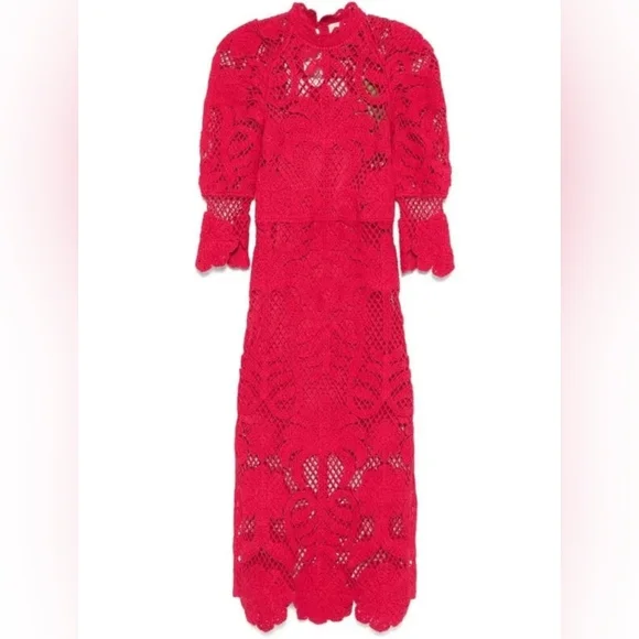 FARM Rio Scarlet Long Sleeve Lace Dress - Picture 2 of 13